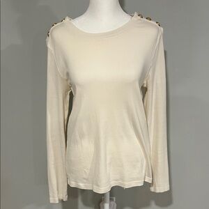 NIC+ZOE Cream Long Sleeve Top with Button Accents